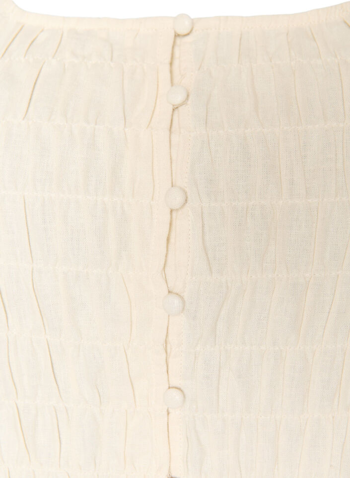 Top sans manches en coton et lin avec smocks, Vanille, Packshot image number 2