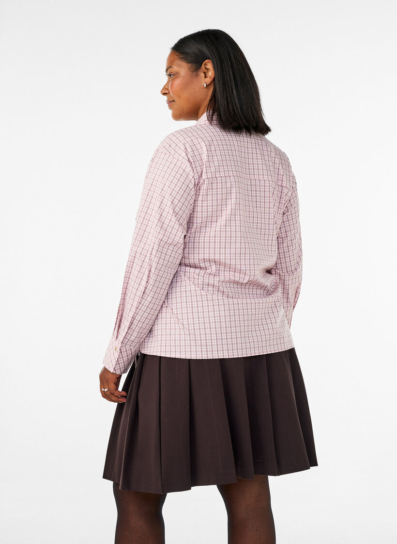 Korte geplooide rok met elastische tailleband, Bruin, Model image number 2