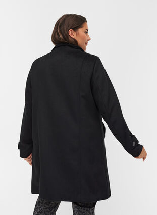 Veste en laine à col montant , Black, Model image number 1