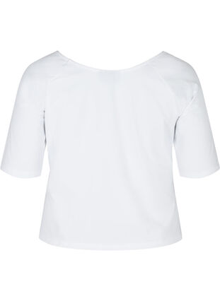 Katoenen t-shirt met 2/4 mouwen, White, Packshot image number 1