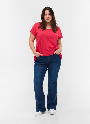 T-shirt en mélange coton, Raspberry, Model image number 2