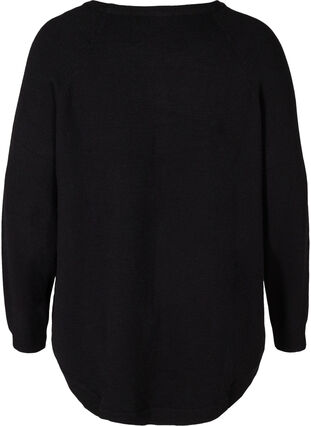 Top en tricot à manches longues avec détails, Black, Packshot image number 1