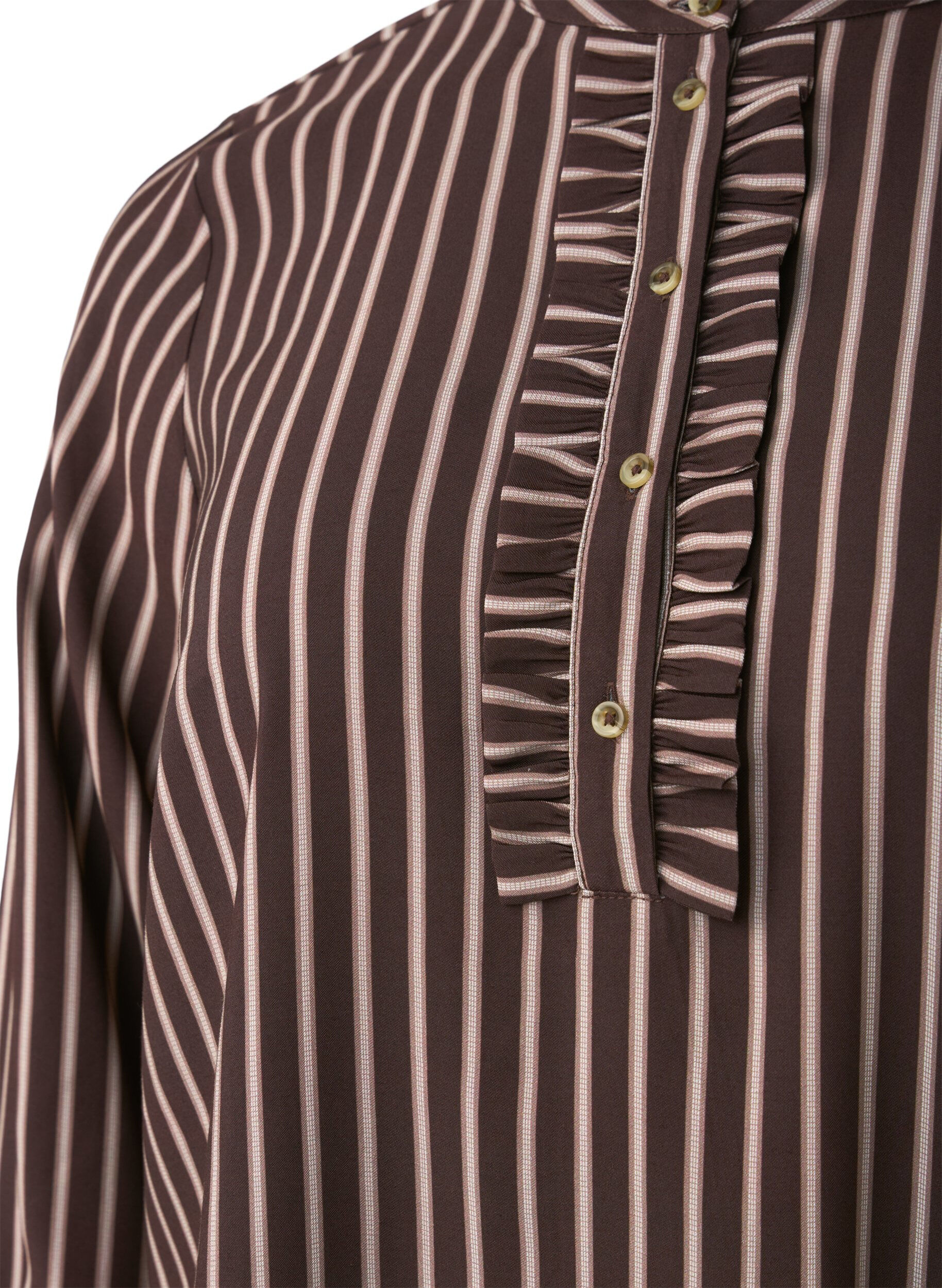 Zizzi Robe courte &agrave; rayures et jabot, Hot Fudge Stripe AOP, Packshot image number 2