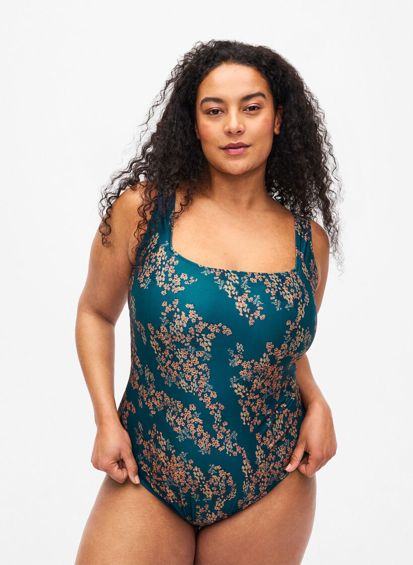 Badpak met bloemenprint, Zebra Flower, Model image number 0