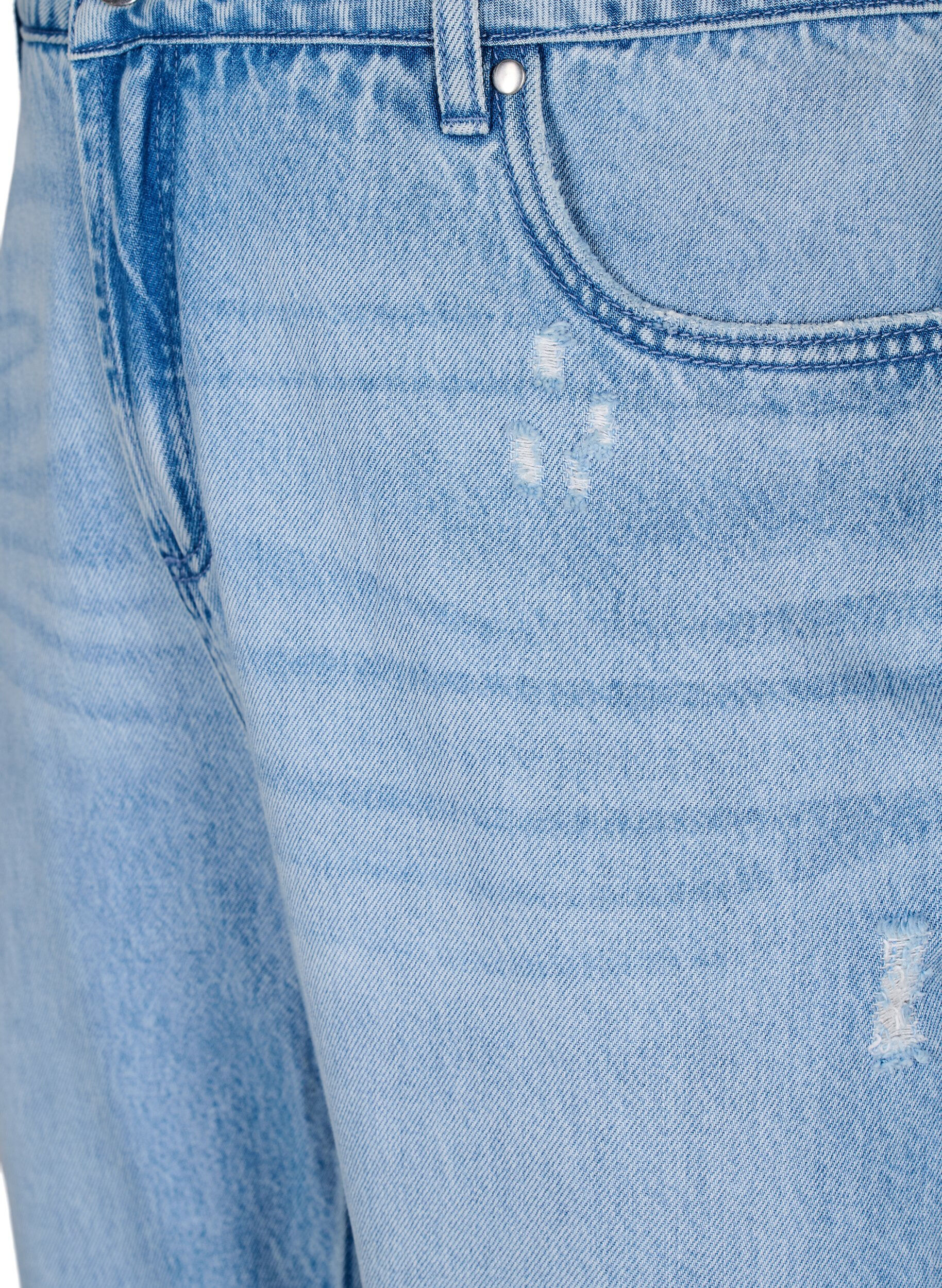 ZizziMille Mom fit jeans met distressed details, Blauw, Packshot image number 2
