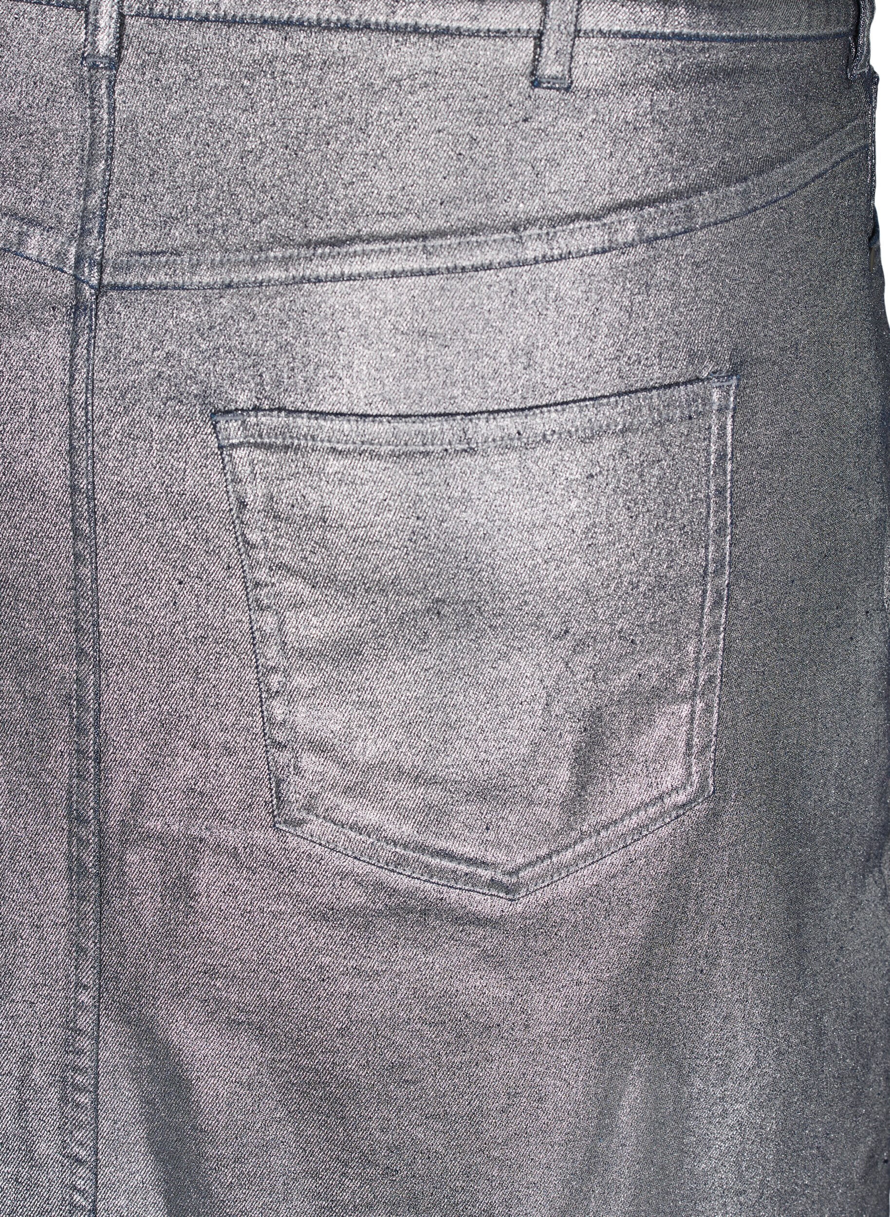 Zizzi Jupe midi avec rev&ecirc;tement argent&eacute;, Gun Sliver, Packshot image number 2