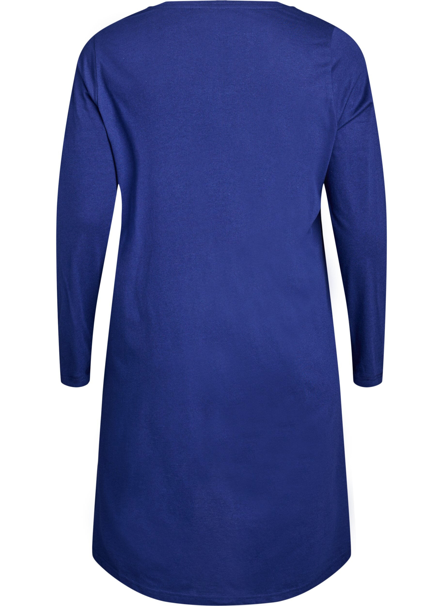 ZizziChemise de nuit &agrave; manches longues en coton bio, Bleu, Packshot image number 1