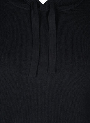 Robe en maille à capuche et manches bouffantes, Black, Packshot image number 2