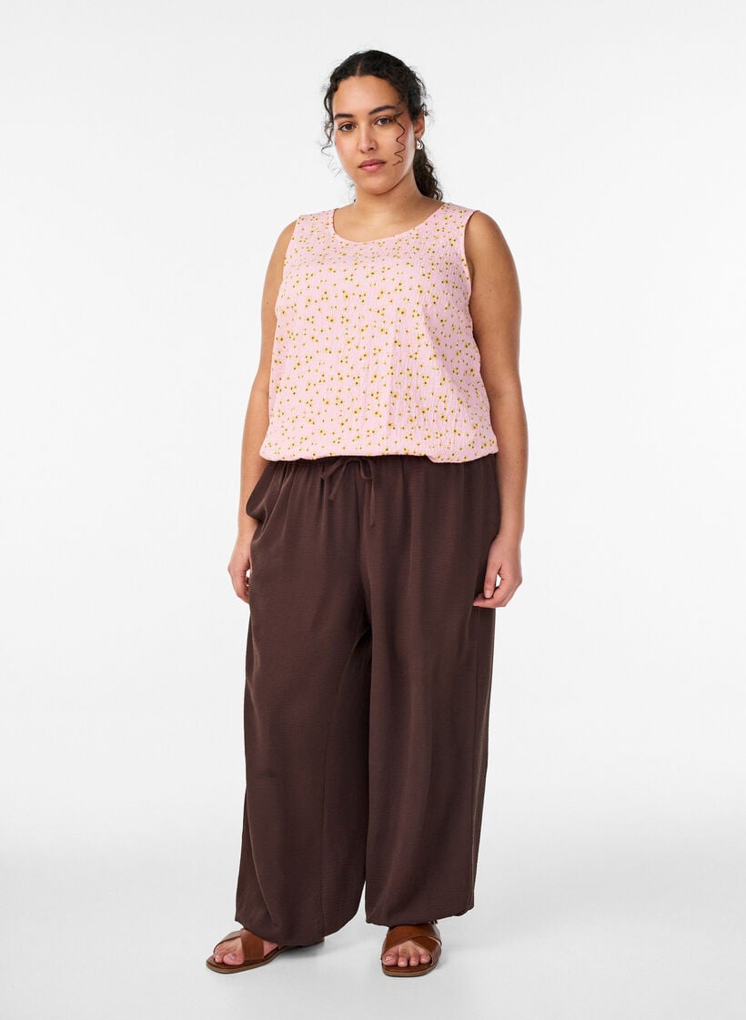 Ballonbroek met hoge taille, Bruin, Model image number 0