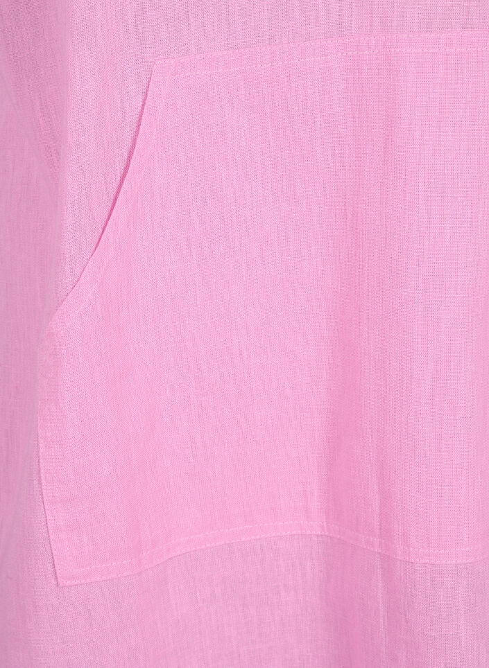 Jurk van katoenmix met capuchon en linnen, Rosebloom, Packshot image number 2