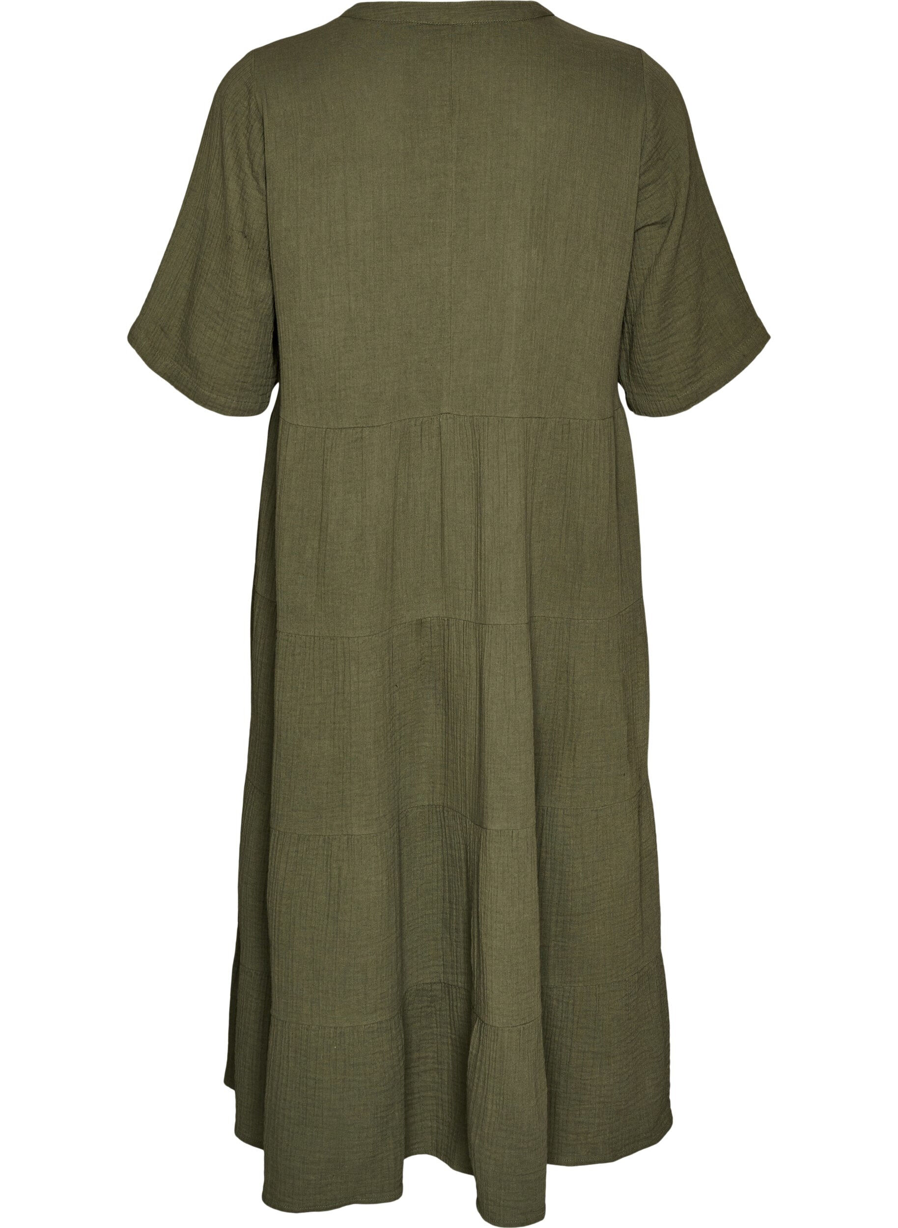 ZizziRobe midi coupe &eacute;vas&eacute;e en mousseline de coton, Vert, Packshot image number 1