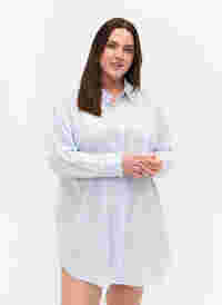 Chemise de nuit rayée en coton, White w. Blue Stripe, Model