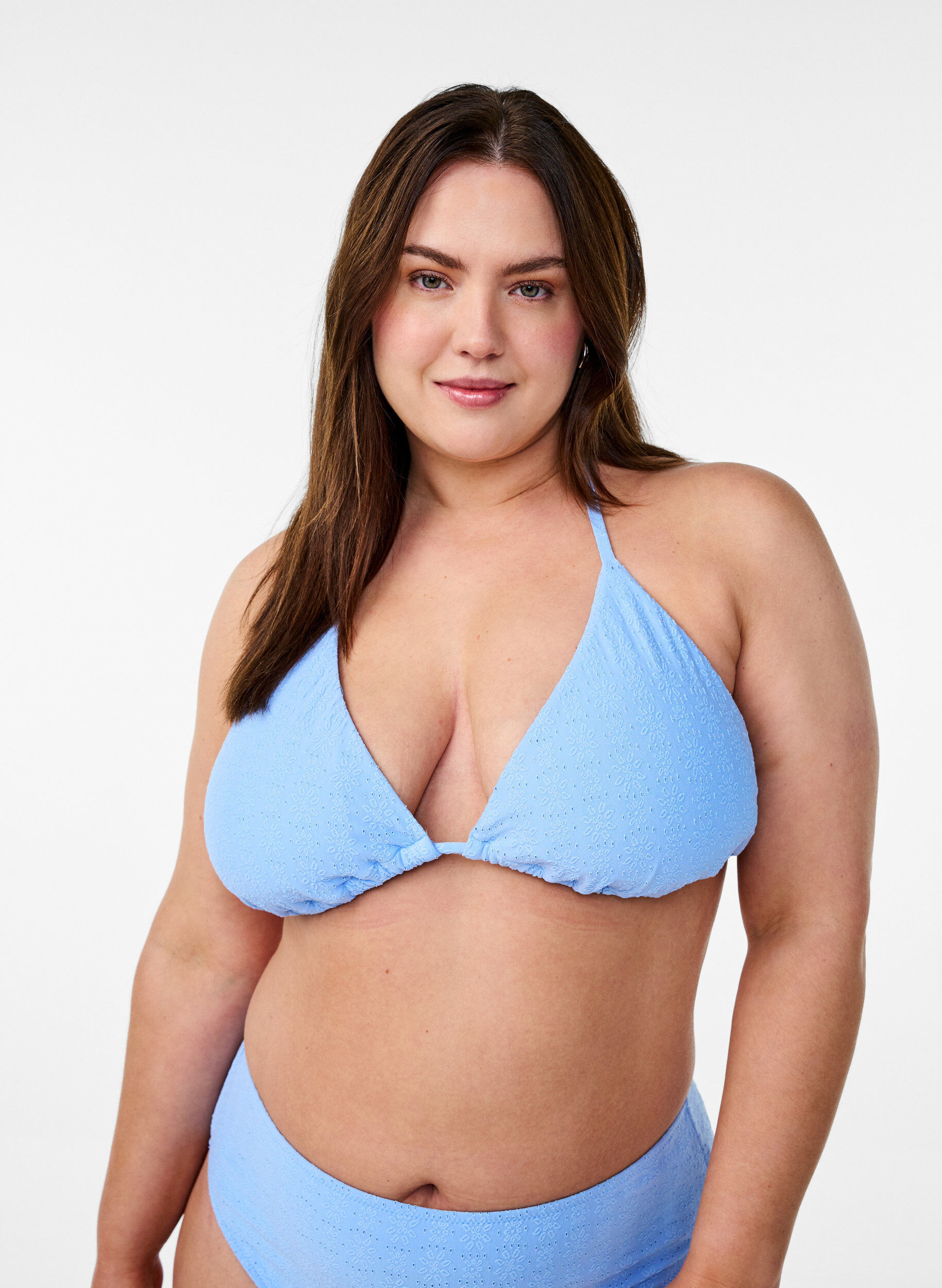 Triangle bikinitop met een gestructureerd patroon, Blauw, Model