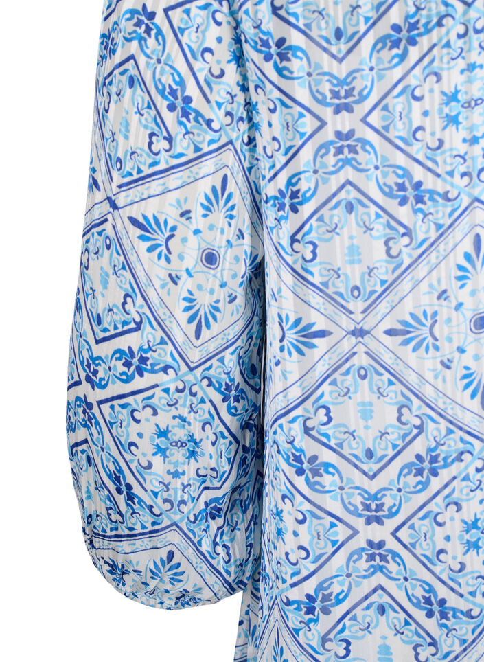 Bedrukte jurk met V-hals en 3/4 mouwen, Birch Graphic AOP, Packshot image number 3