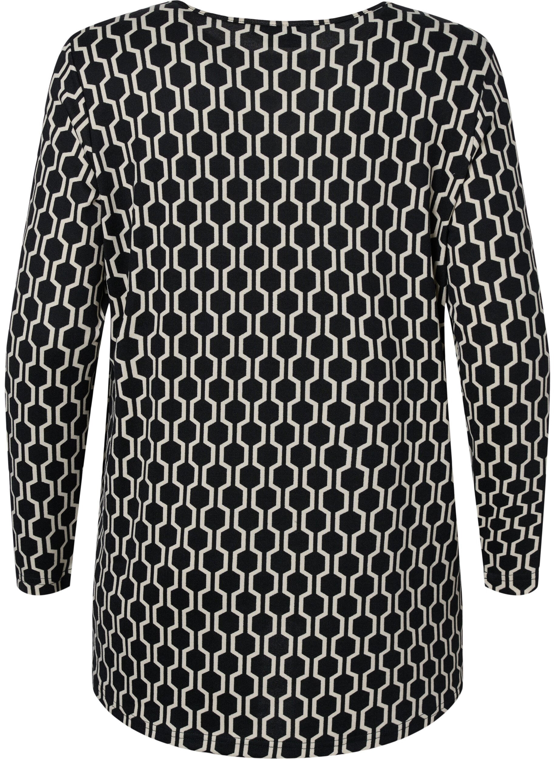 Zizzi  Blouse &agrave; motifs avec manches longues, Birch W. Graphic, Packshot image number 1