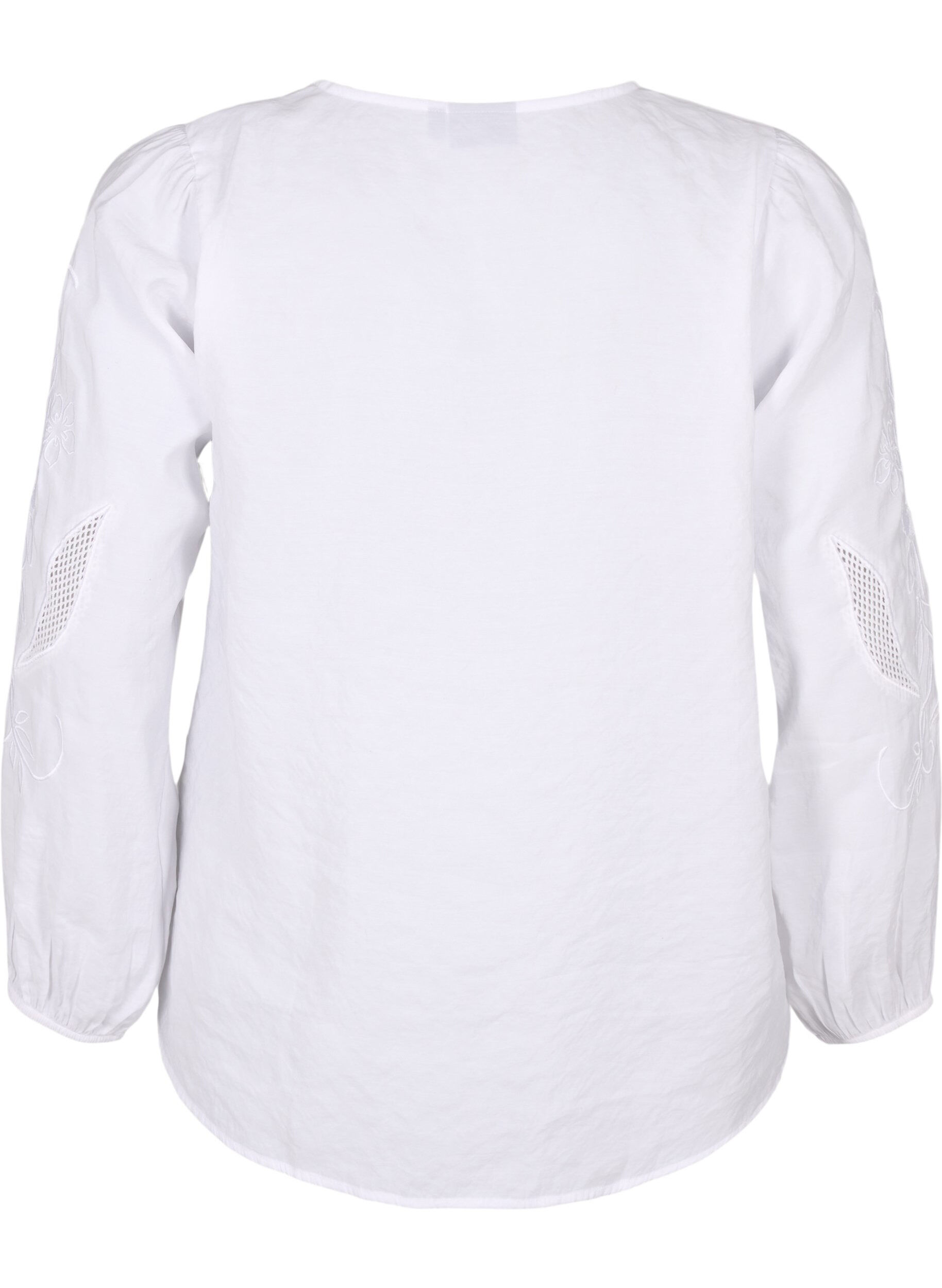 ZizziBlouse van Tencel&trade; Modal met geborduurde details, Bright White, Packshot image number 1