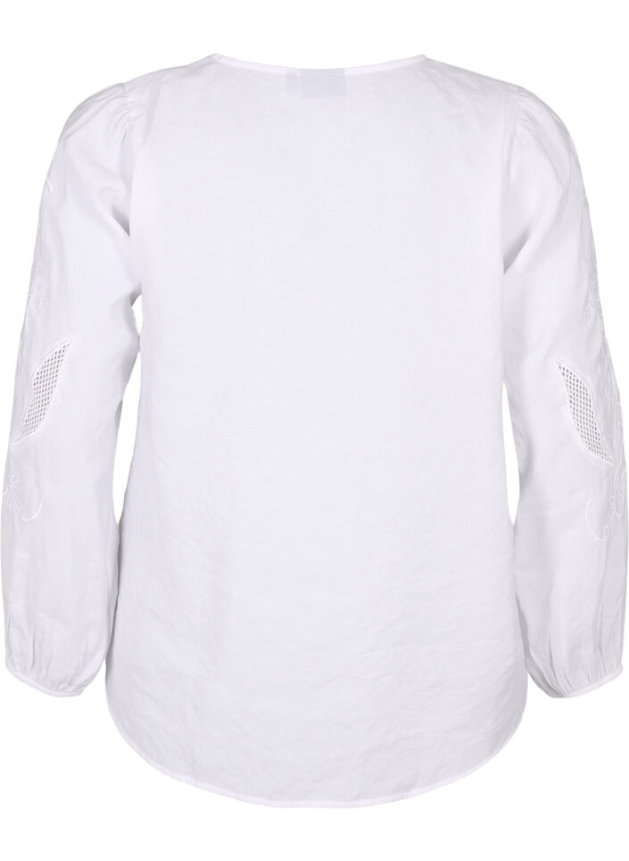Blouse van Tencel&trade; Modal met geborduurde details, Bright White, Packshot image number 1