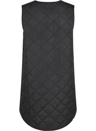 Lang gewatteerd vest met knoopsluiting en zakken, Black, Packshot image number 1