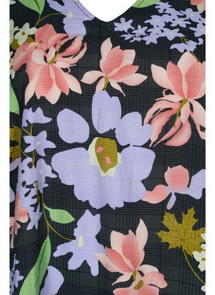 Robe midi en viscose à fleurs avec manches 3/4, Purple Green Flower, Packshot image number 2