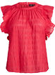 Blouse met textuur en ruches zonder mouwen, Rood, Packshot image number 0