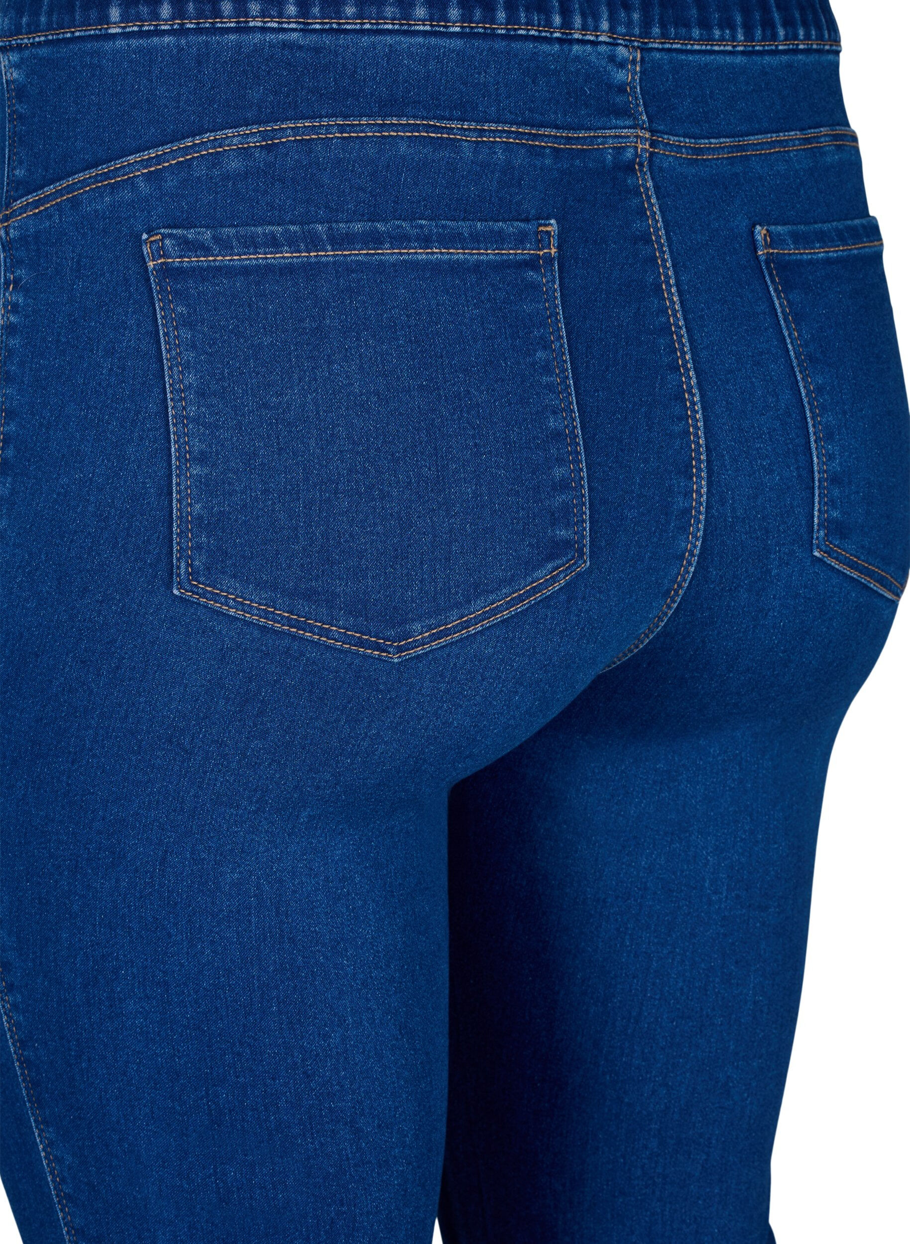 Zizzi  Pantacourts en jean avec ceinture &eacute;lastique, Bleu, Packshot image number 3