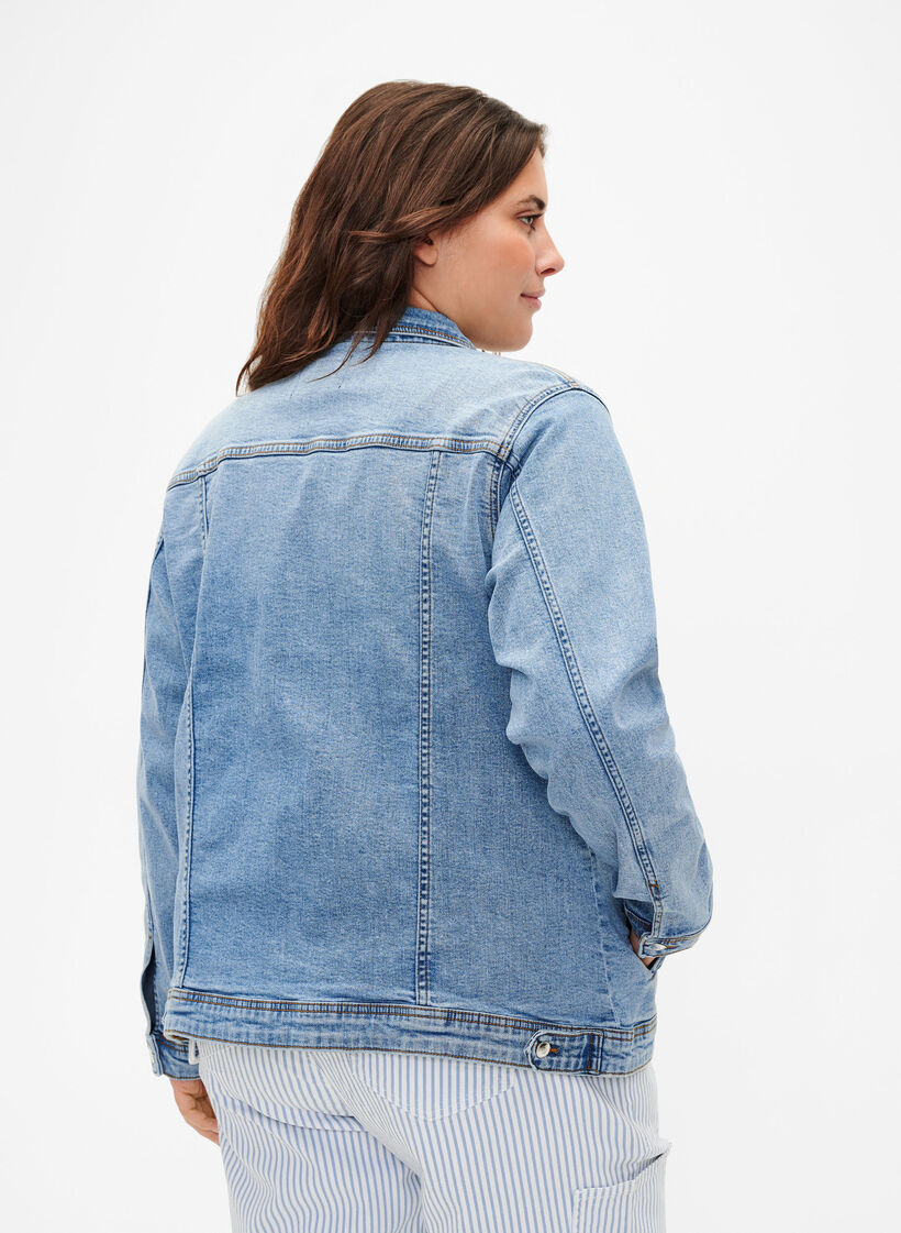 Kort katoenen spijkerjasje, Light blue denim, Model image number 1