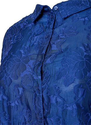 Lange jacquard shirt, Mazarine Blue, Packshot image number 2