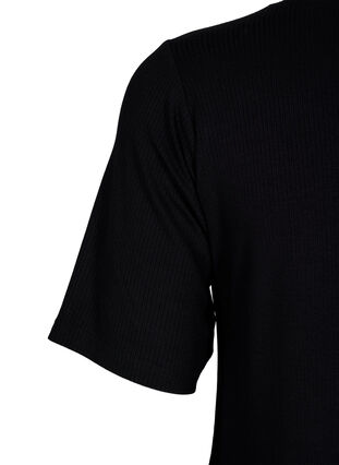 Viscose T-shirt met rib, Black, Packshot image number 3