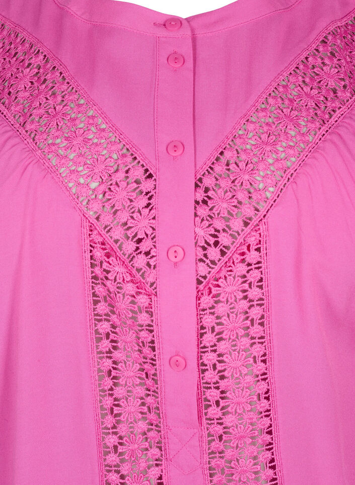Chemisier en viscose avec bordure en dentelle, Raspberry Rose, Packshot image number 2