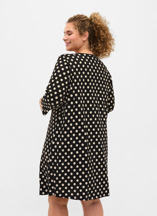 Robe de nuit en coton, Black W. Angora Dot, Model image number 1