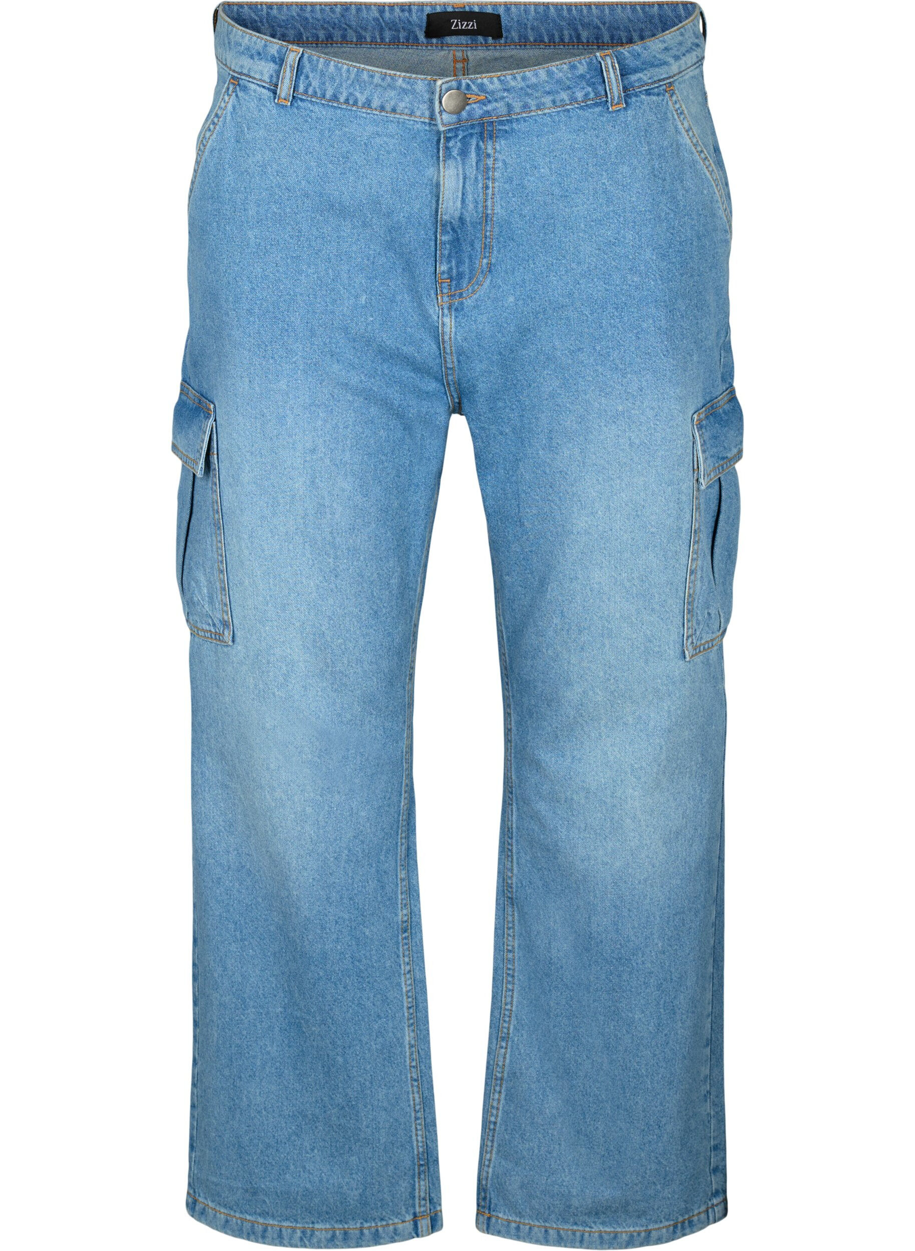 Zizzi Jean ample avec poches cargo, Light blue, Packshot image number 0