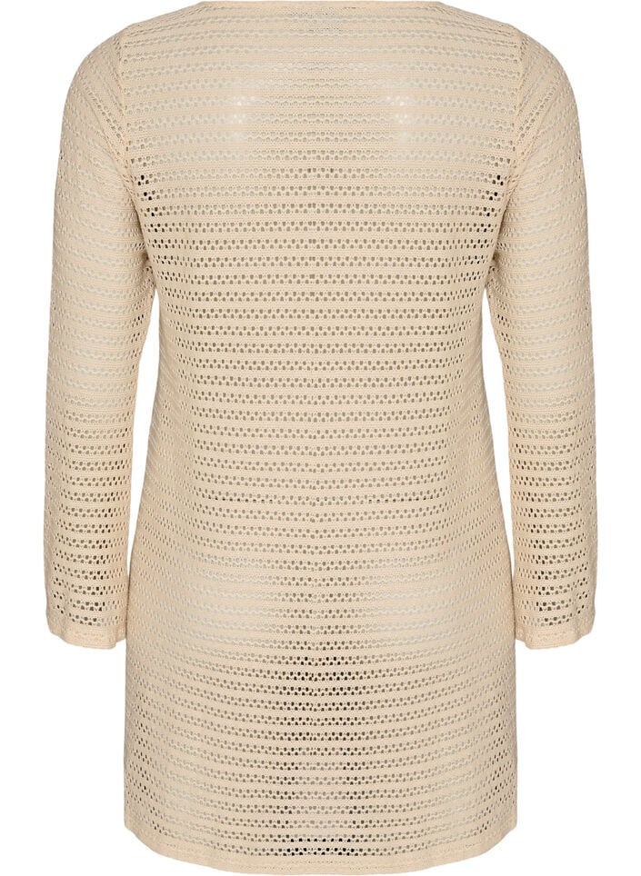 Strandjurk met oogje-borduurwerk en lange mouwen, Beige, Packshot