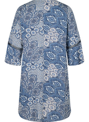 Viscose jurk met 3/4 mouwen en print, Asian Blue print, Packshot image number 1