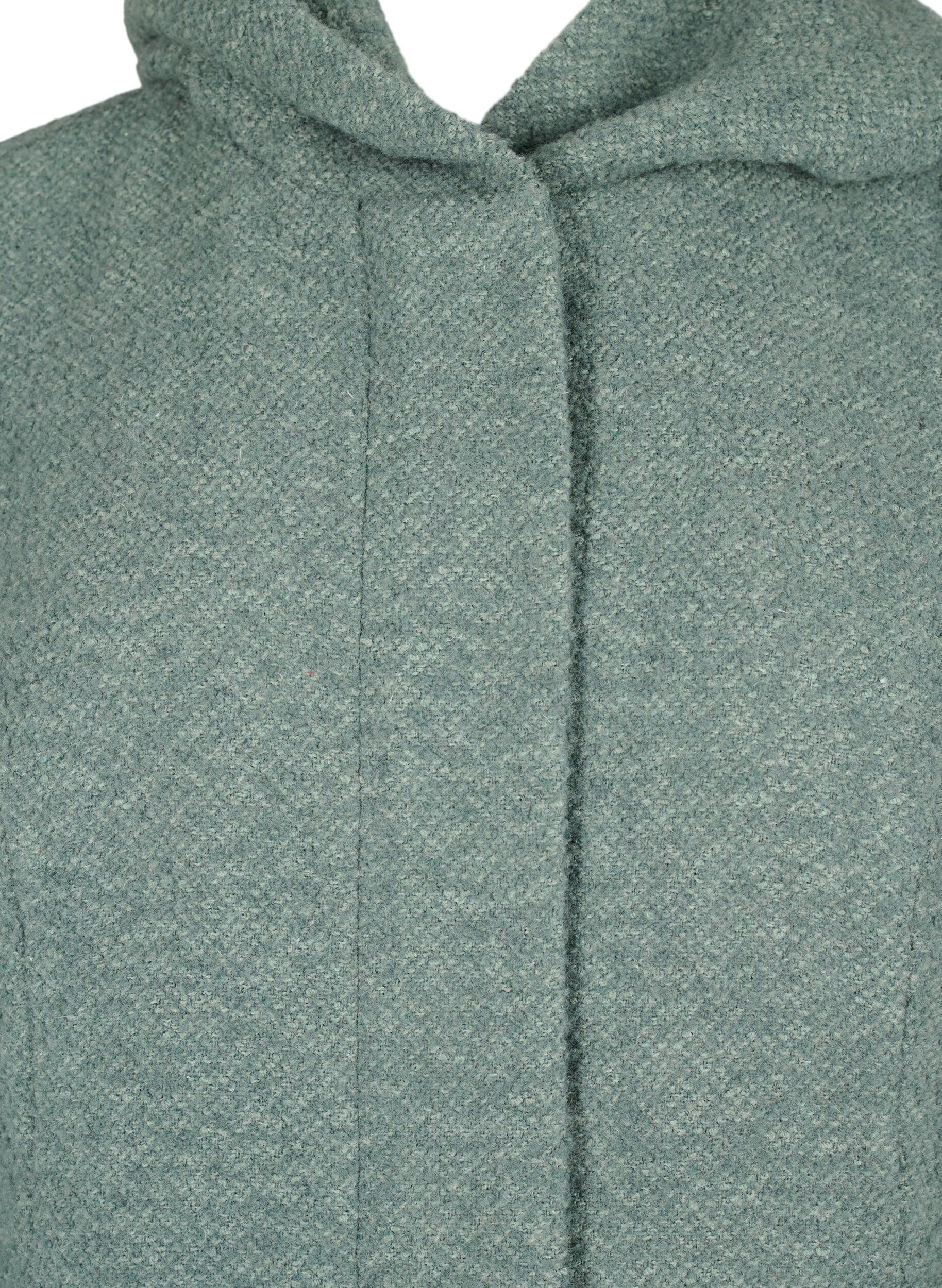 Zizzi Manteau boucl&eacute; en laine, Balsam Green Mel., Packshot image number 2