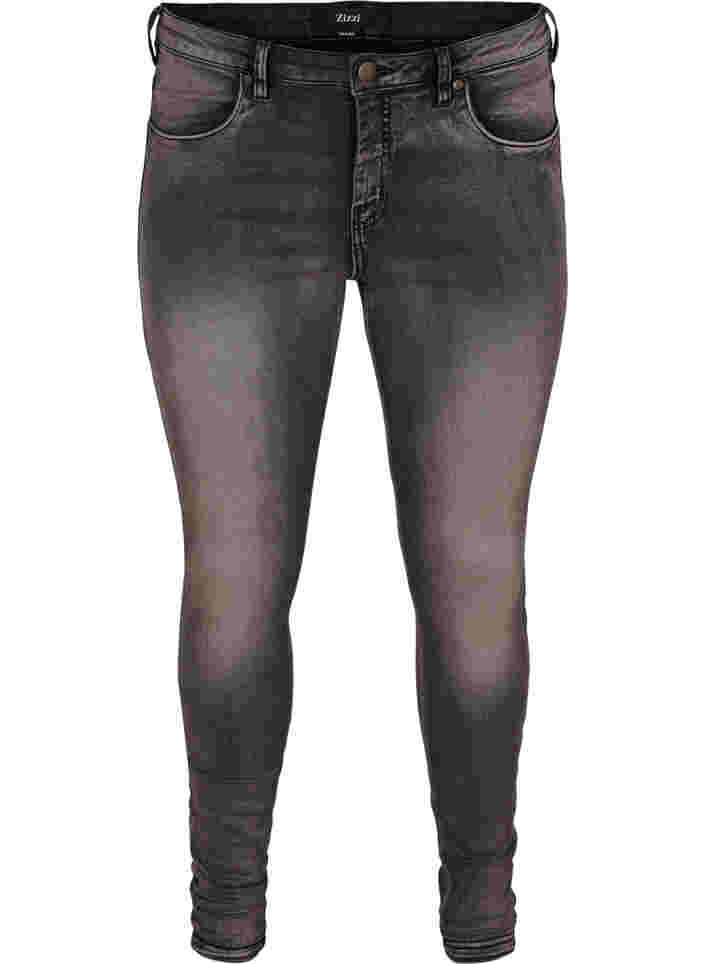 Super slim fit Amy jeans met hoge taille, Dk Grey Denim, Packshot