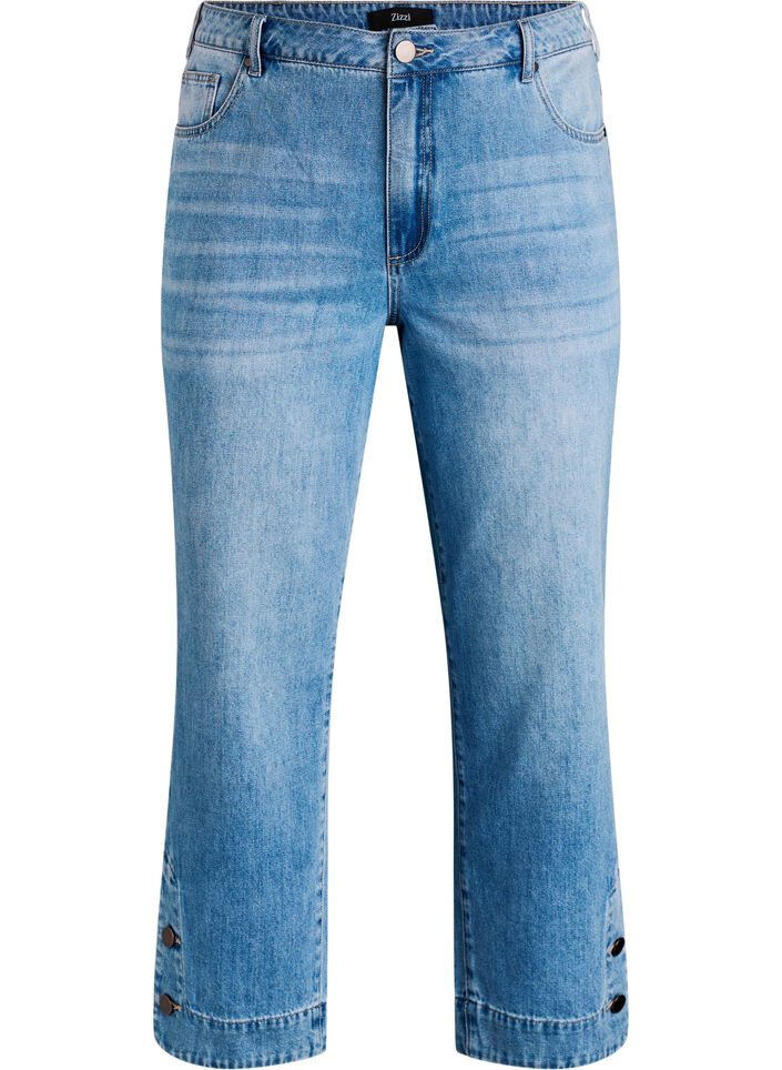 Jean cropped Kiana &agrave; coupe droite avec d&eacute;tails boutonn&eacute;s, Bleu Clair, Packshot image number 0