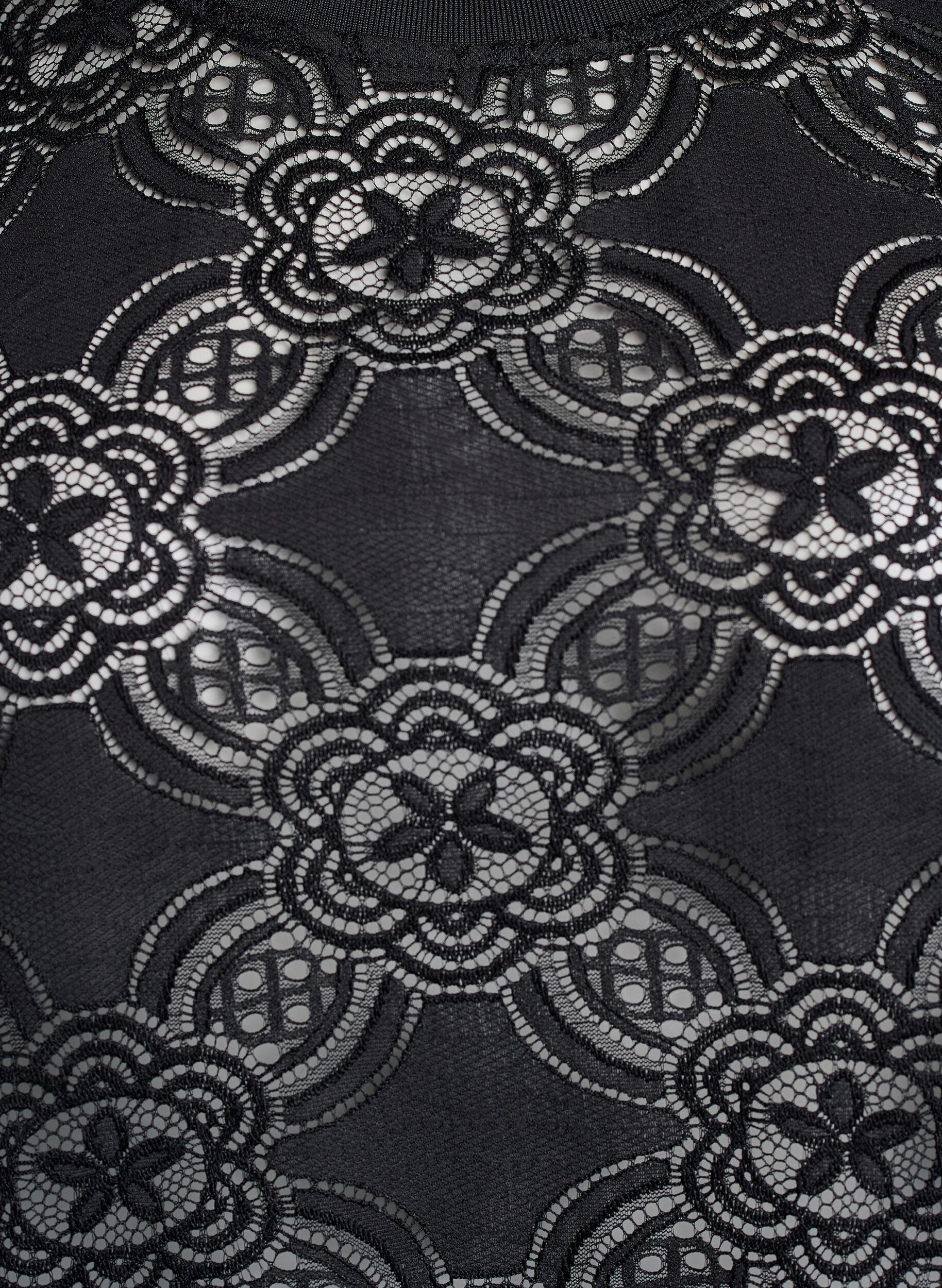 Zizzi Blouse en dentelle avec un motif graphique et des manches 1/2, Noir, Packshot image number 2