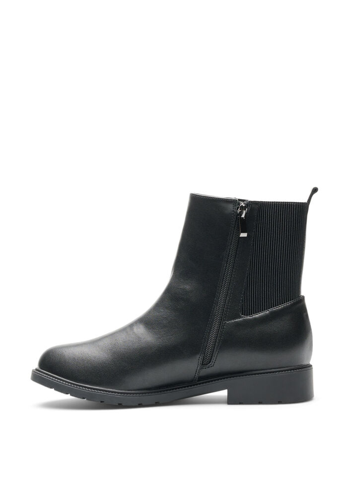 Bottine Chelsea en cuir avec panneau &eacute;lastique, Noir, Packshot image number 2