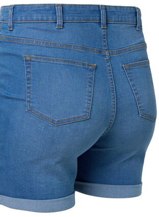 Short en jean à taille haute et coupe ajustée, Medium Blue Denim, Packshot image number 3