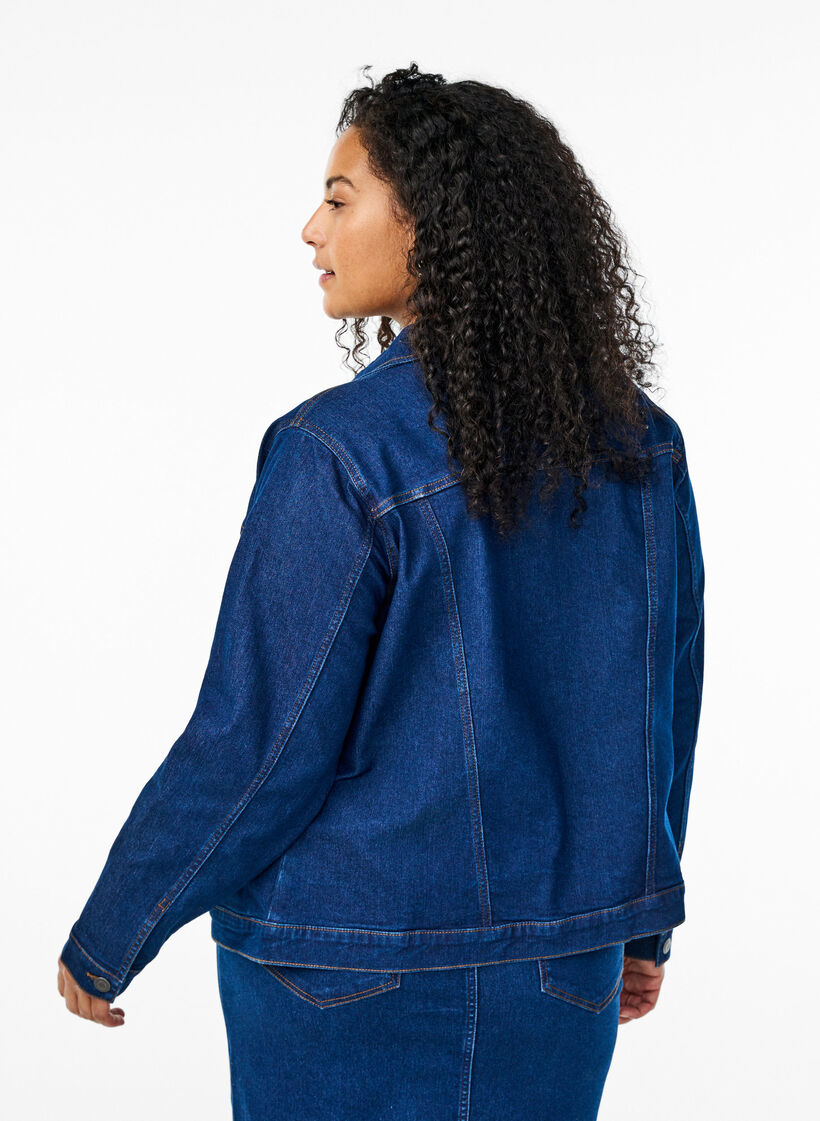 FLASH - Veste en jean en m&eacute;lange de coton extensible, Bleu, Model image number 2