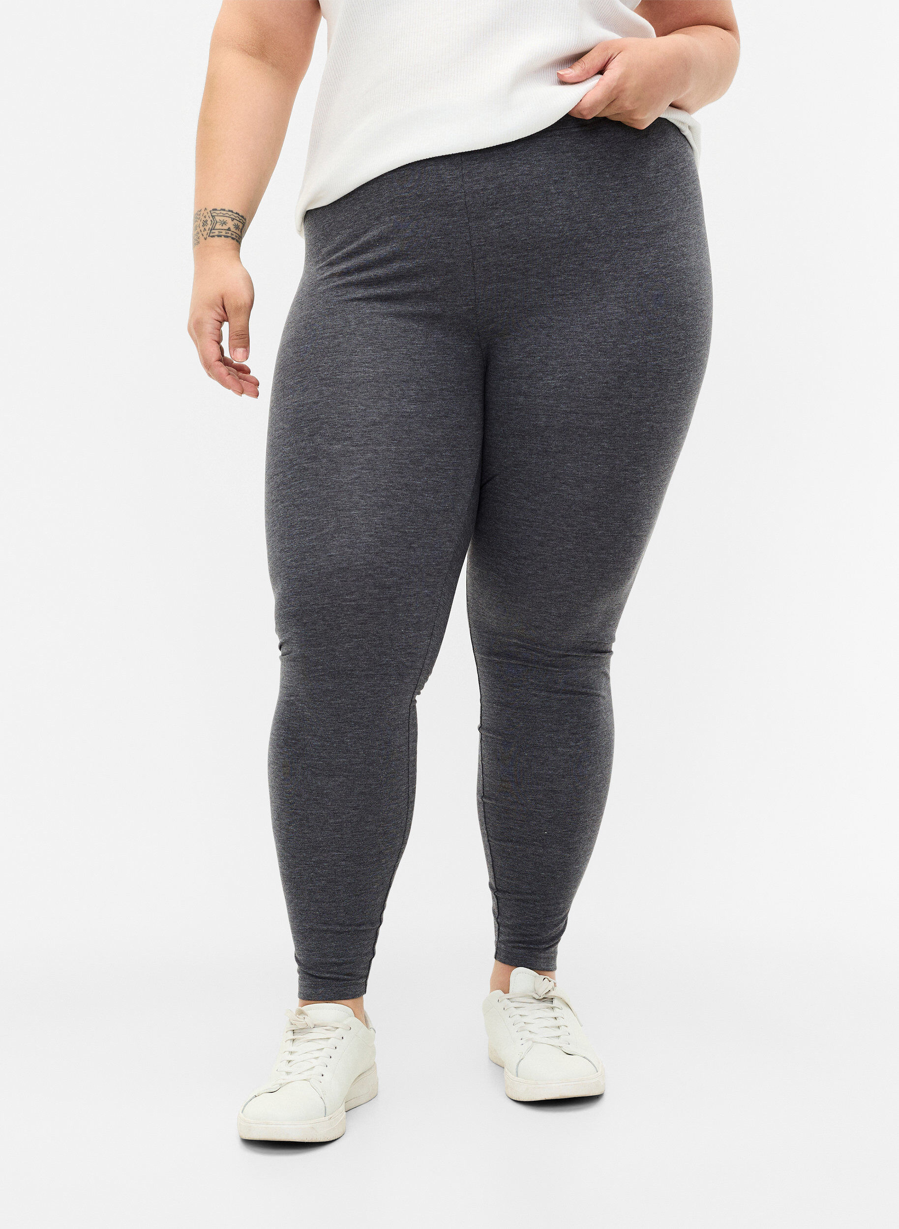ZizziGrijs gem&ecirc;leerde legging, Dark Grey Melange, Model image number 0