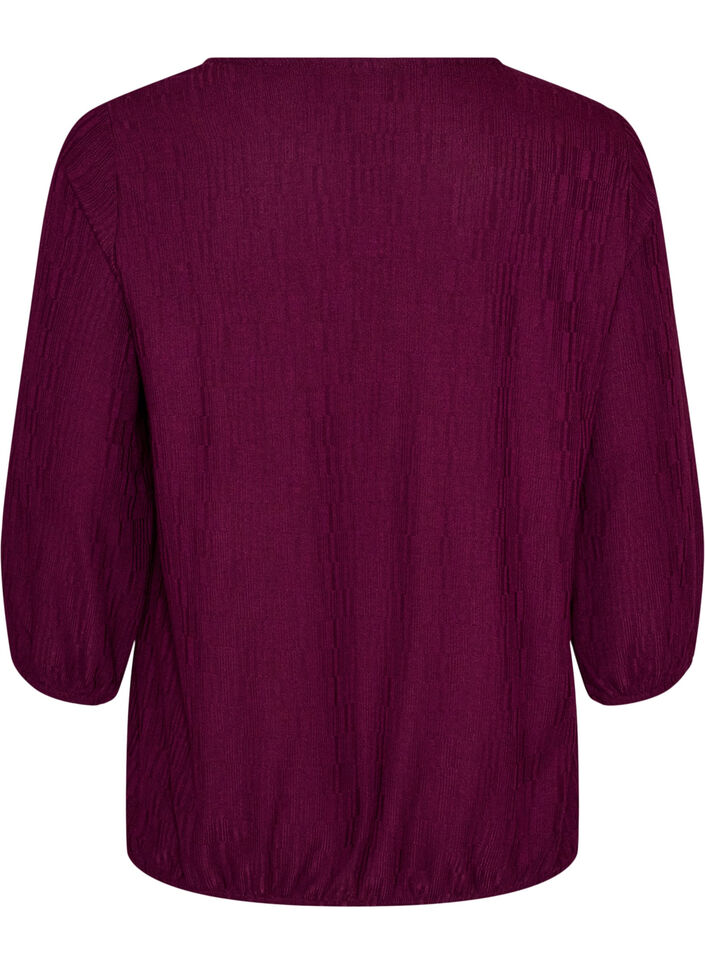 Blouse met textuur en 3/4 mouwen, Paars, Packshot image number 1