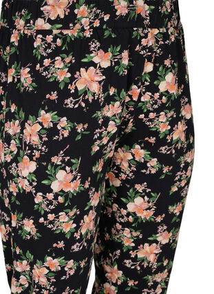 Pantalon de pyjama en coton avec imprimé floral, Black Flower, Packshot image number 2
