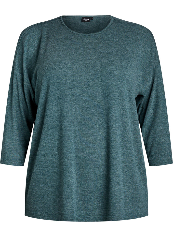 Blouse en jersey avec manches 3/4, Vert fonc&eacute;, Packshot image number 0