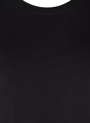 Robe à manches courtes en coton avec fente, Black, Packshot image number 2