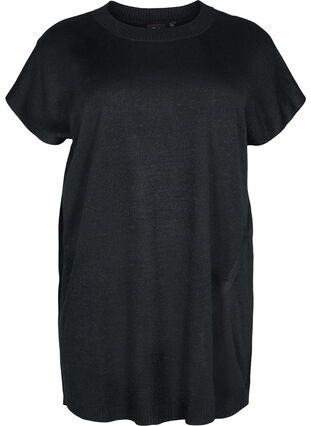 Robe en maille à paillettes et à manches courtes, Black W/Lurex, Packshot image number 0