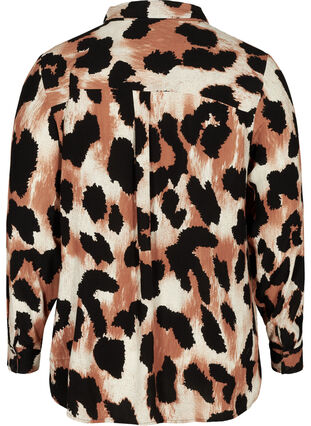 Viscose blouse met luipaardprint, Black AOP, Packshot image number 1