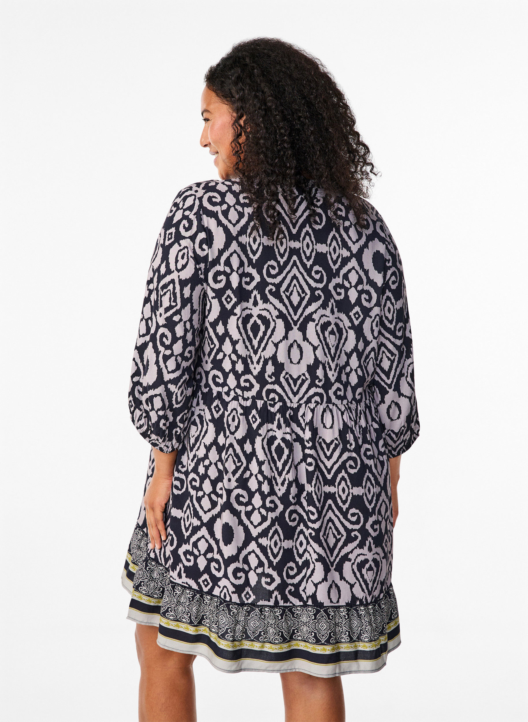 ZizziKorte jurk met print en A-vorm, Black AOP, Model image number 1