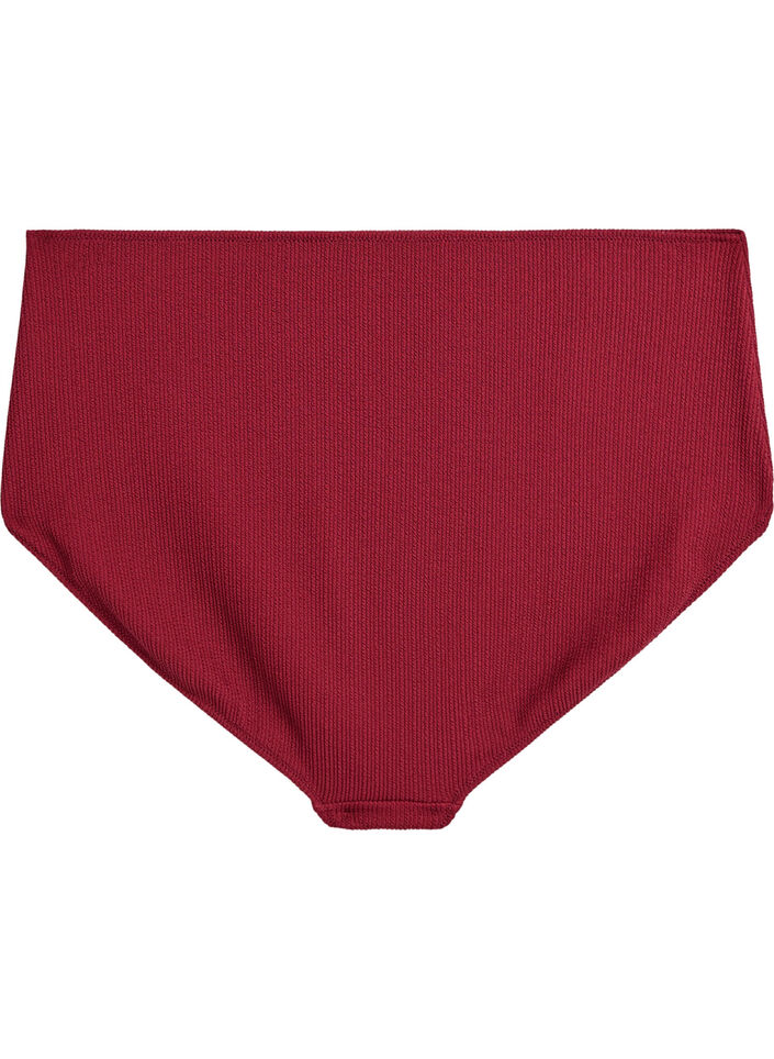 Bikinibroekje met hoge taille en textuur, Rood, Packshot image number 1