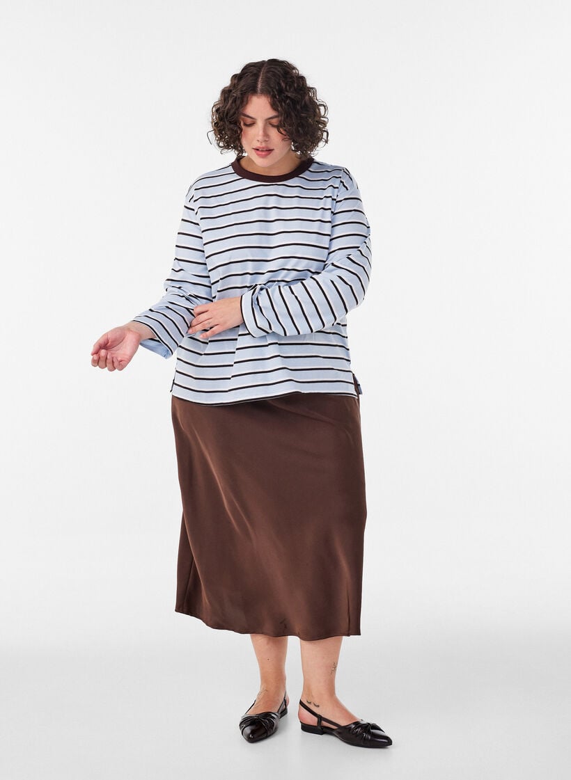 Basic T-shirt met lange mouwen, Blauw, Model image number 1